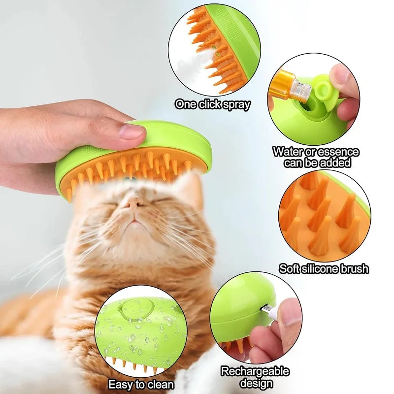 Cat Steam Brush Steamy Dog Brush 3 in 1 Electric Spray Cat Hair Brushes