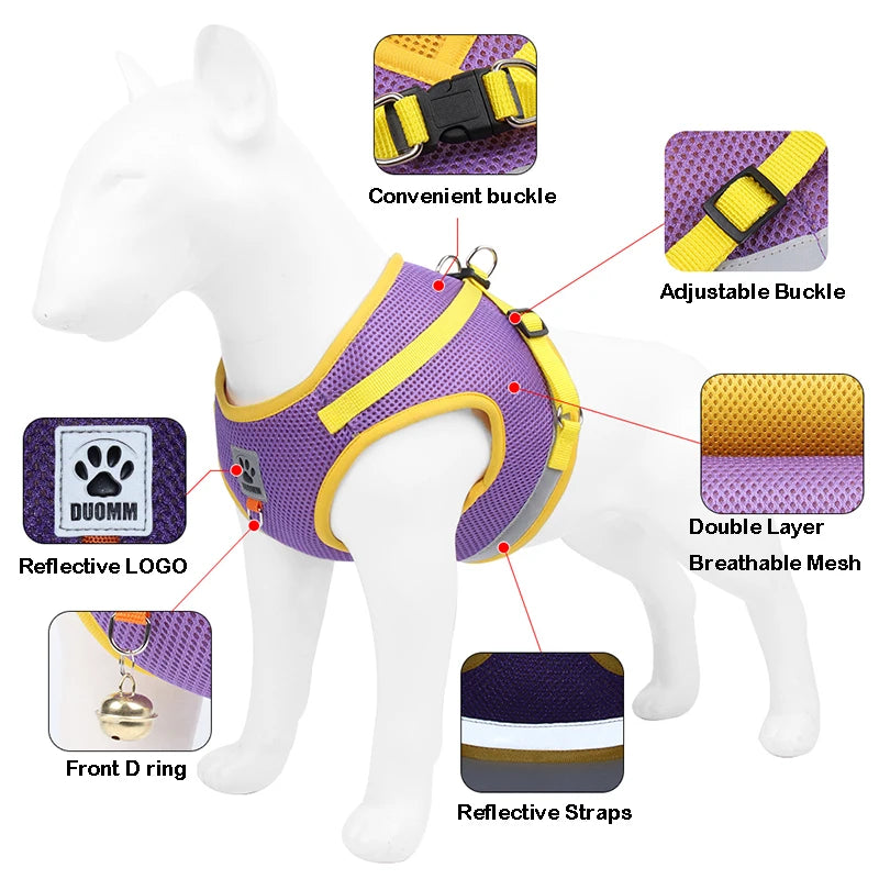 Reflective Safety Pet Dog Harness and Leash Set