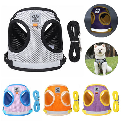 Reflective Safety Pet Dog Harness and Leash Set