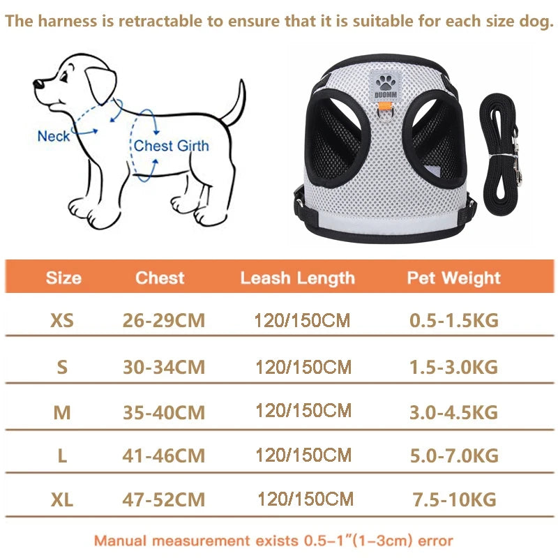 Reflective Safety Pet Dog Harness and Leash Set